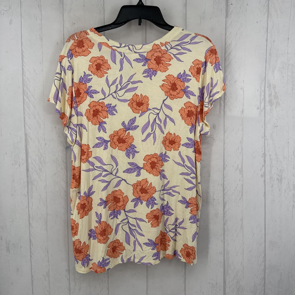 L flo print v-neck s/s tee