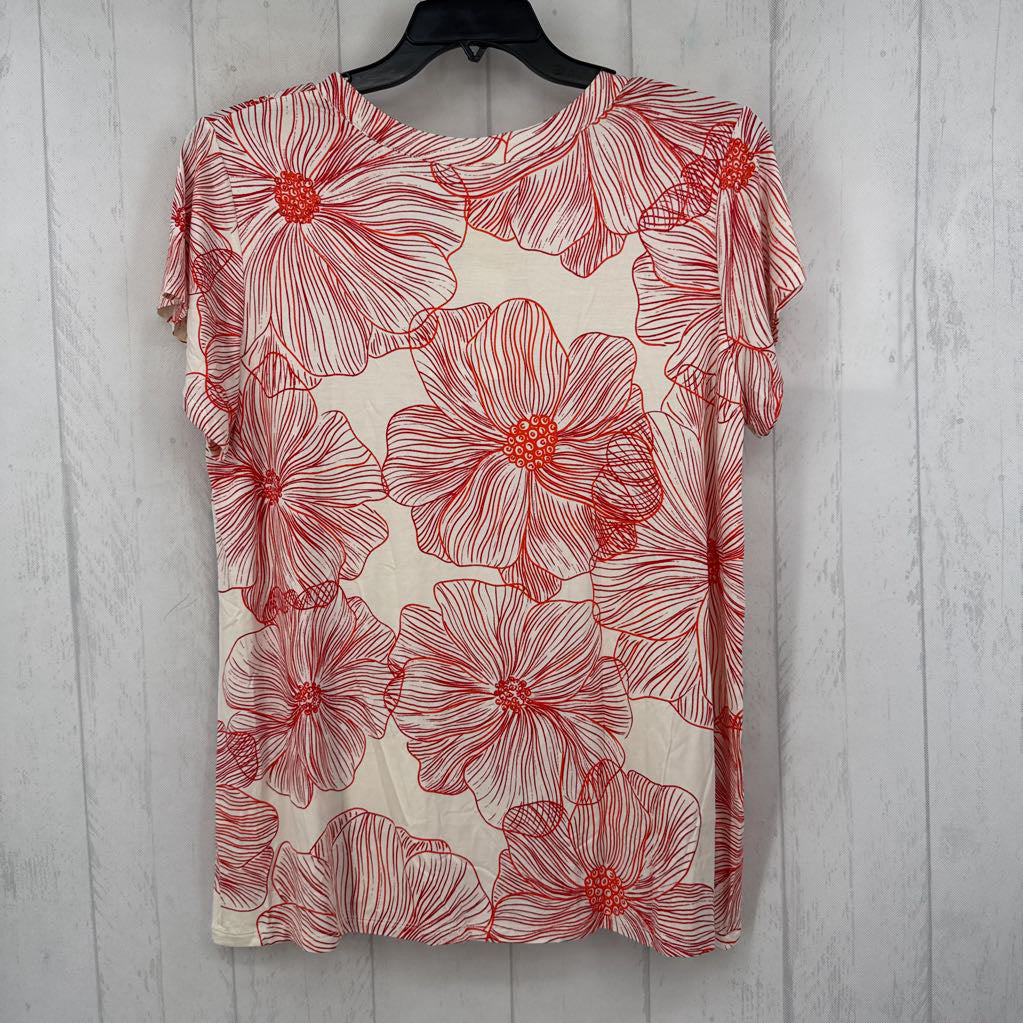 L flo print v-neck s/s tee