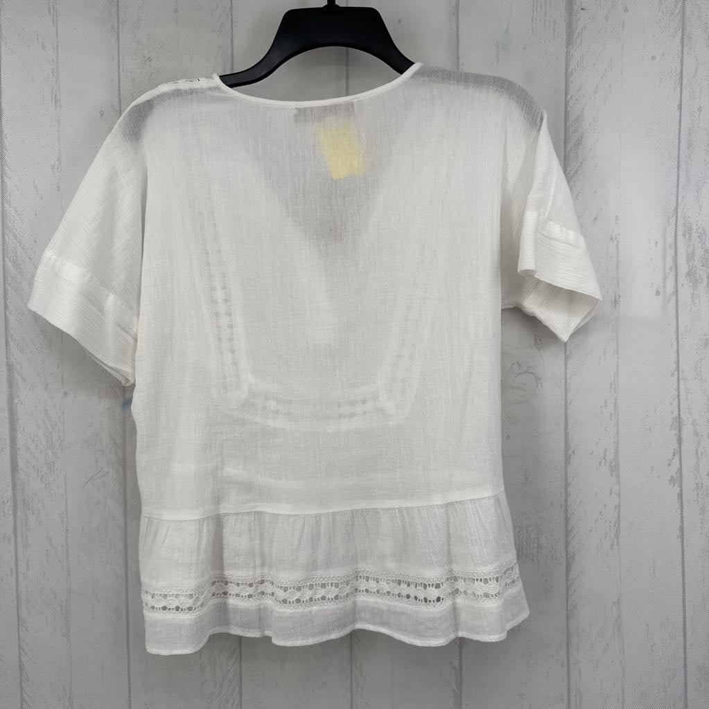 XSp crochet trim s/s peplum top