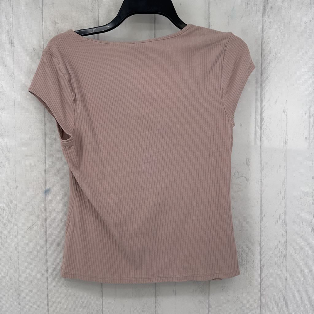 L ribbed v-neck s/s tee