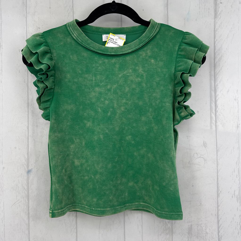 S crewneck ruffled crop tank
