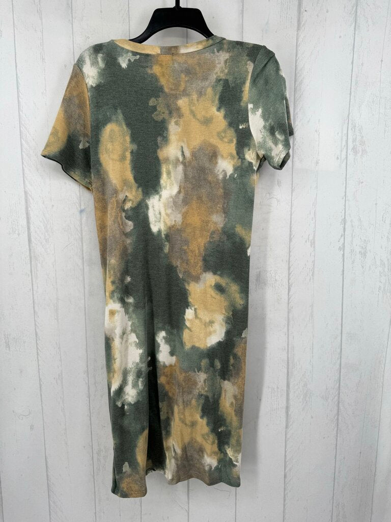 M tie-dye gathered hem s/s dress