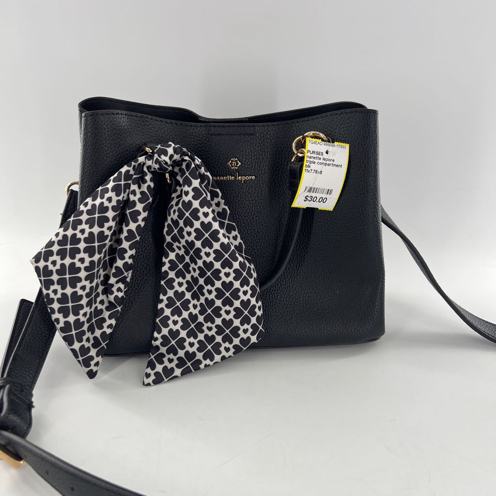 triple compartment satchel w/ scarf