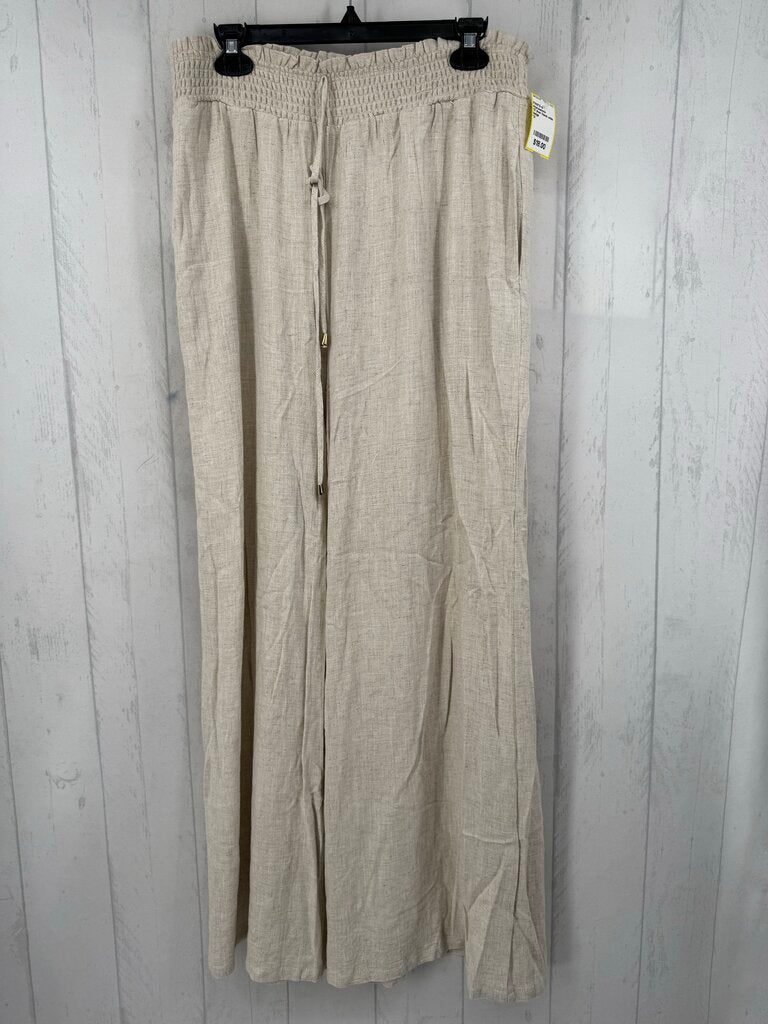 1X linen blend wide leg pant