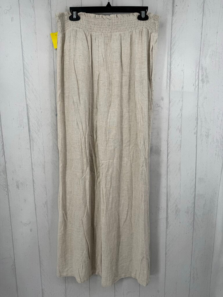 1X linen blend wide leg pant