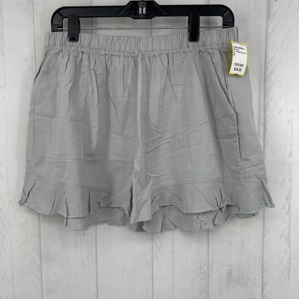XL ruffled hem pull-on shorts