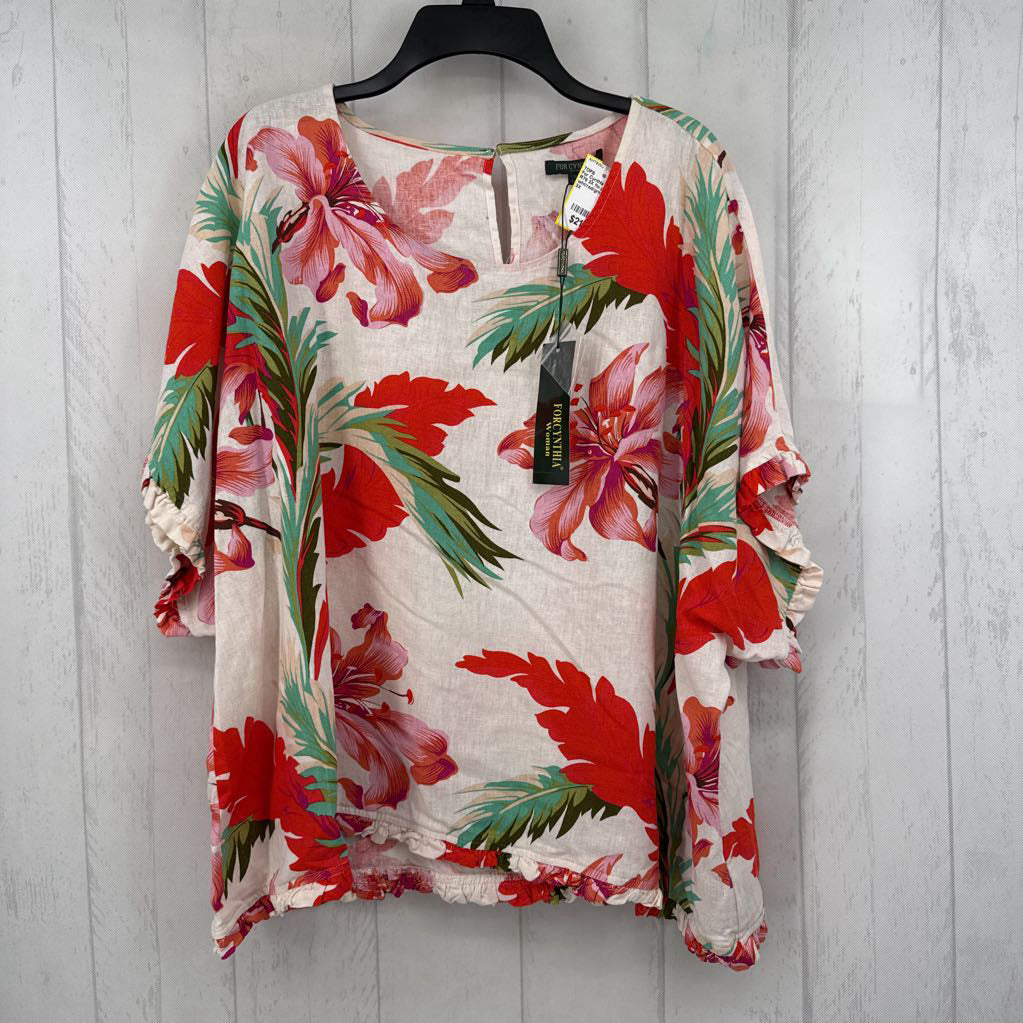 R78 3X flo print drop shoulder top s/s
