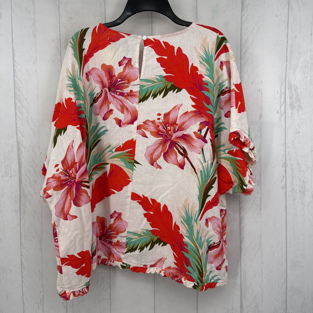 R78 3X flo print drop shoulder top s/s
