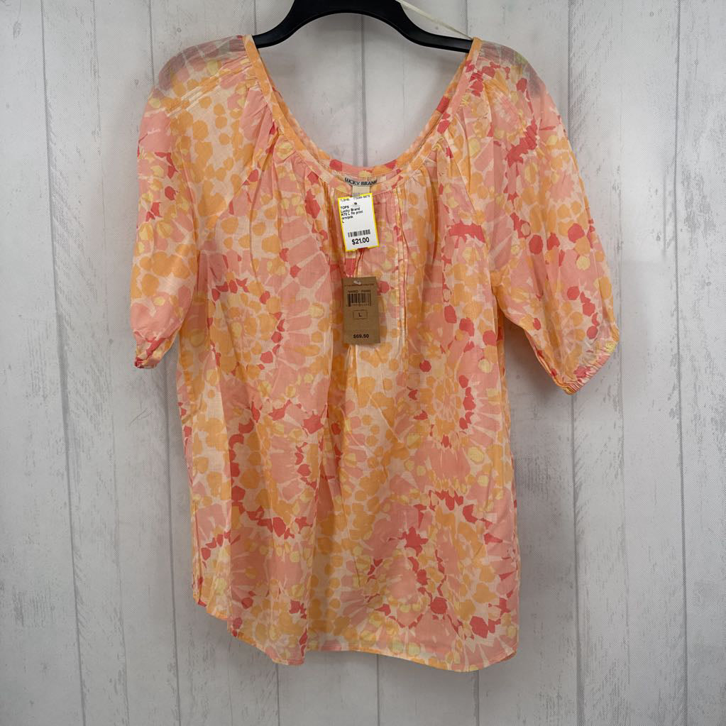 R70 L flo print round neck s/s top
