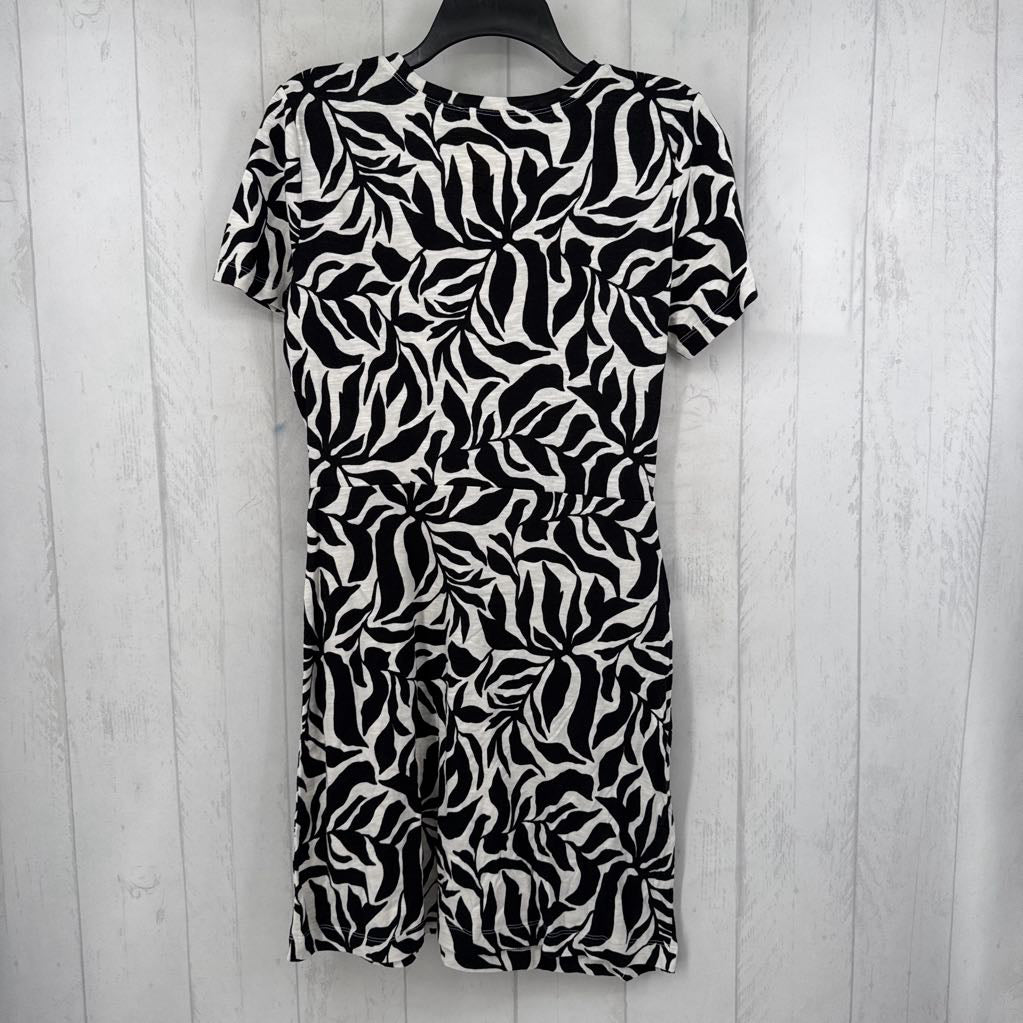 M printed gathered s/s dress