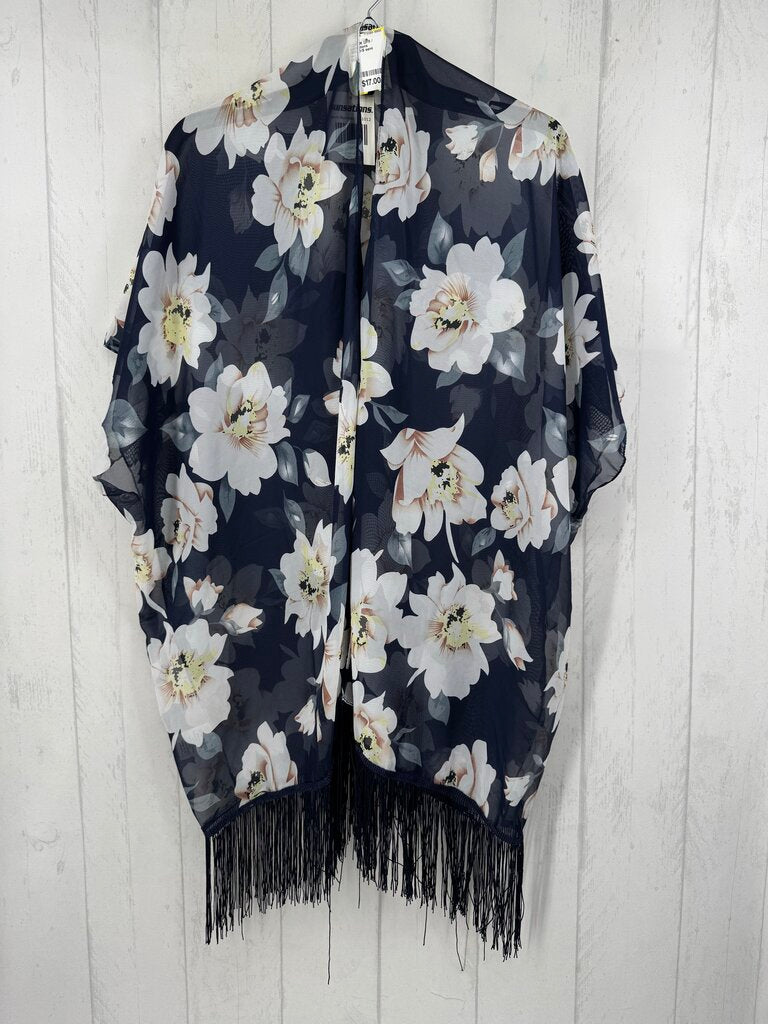 R30 O/S semi sheer flo print cover up