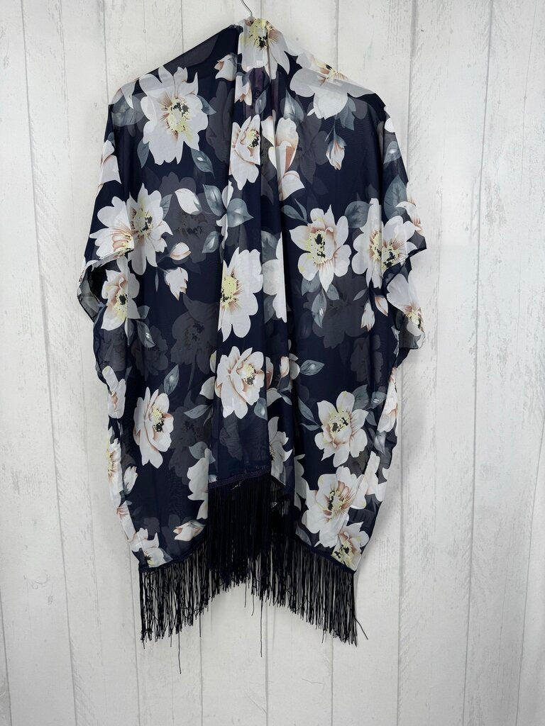 R30 O/S semi sheer flo print cover up