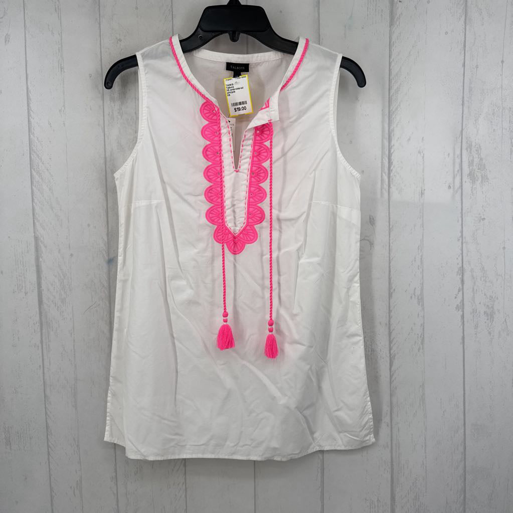 XS embroidered tassel tie tank