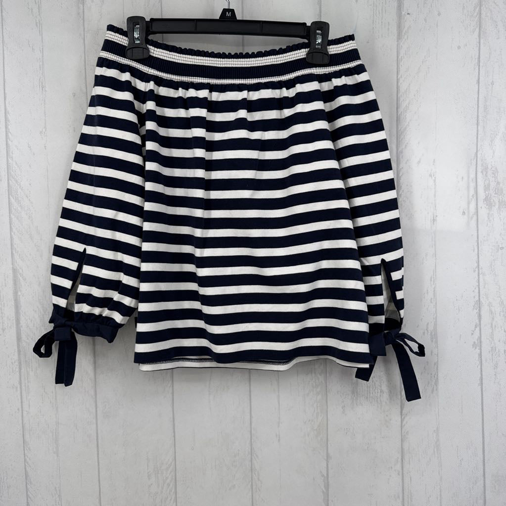R79 M striped off the shoulder elbow slv top