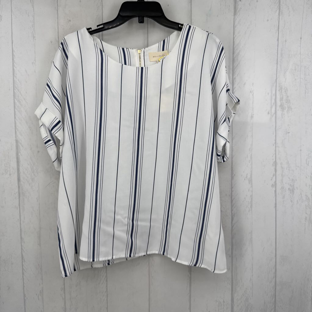 XL striped back zipper s/s top