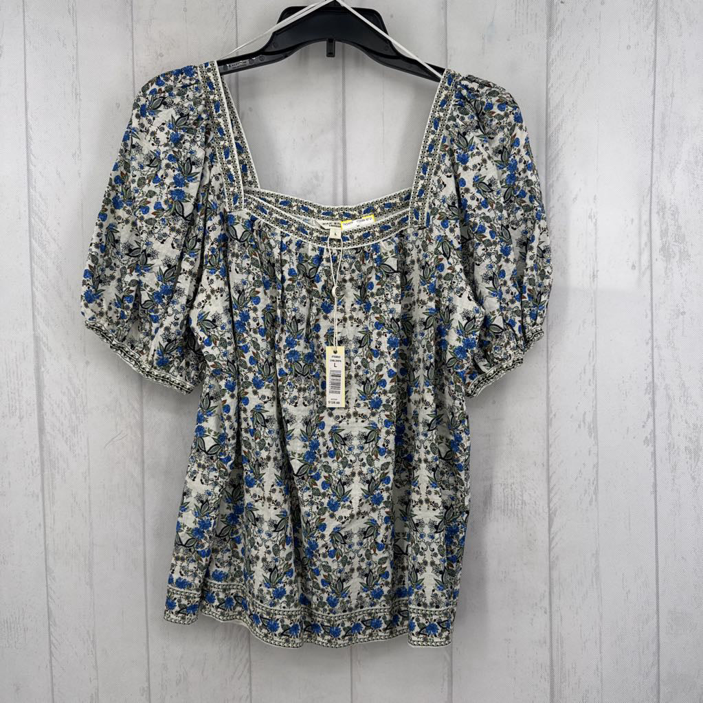 R128 L flo print square neck s/s top