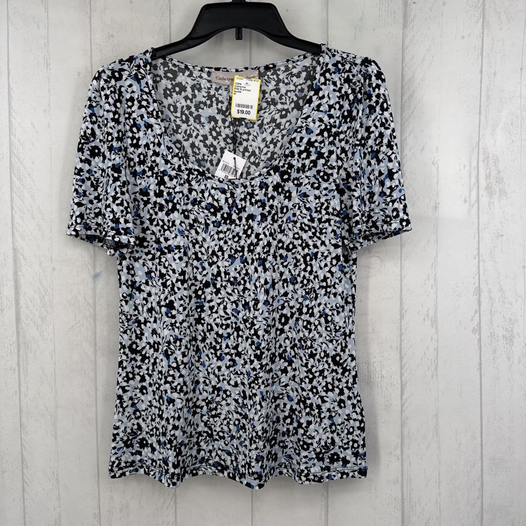 R48 M printed scoop neck s/s top