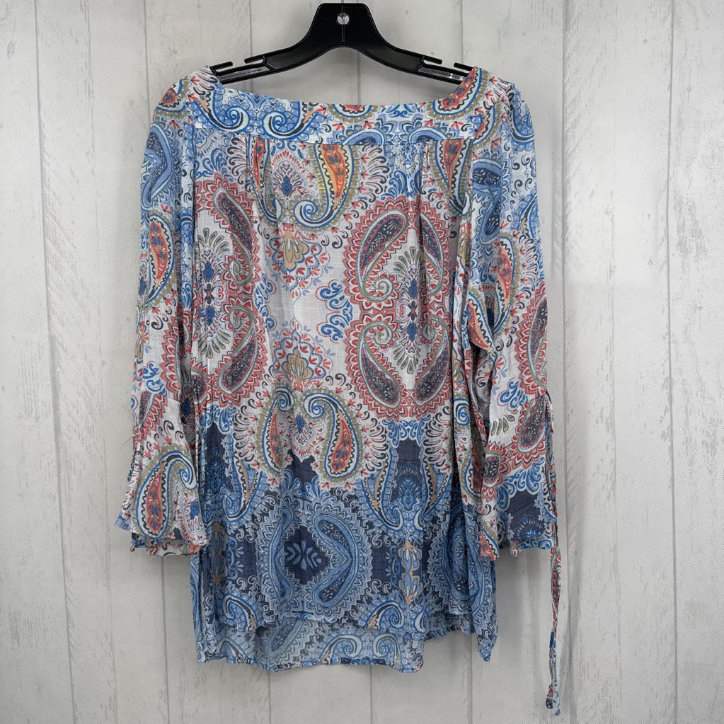 L elbow slv paisley square neck top