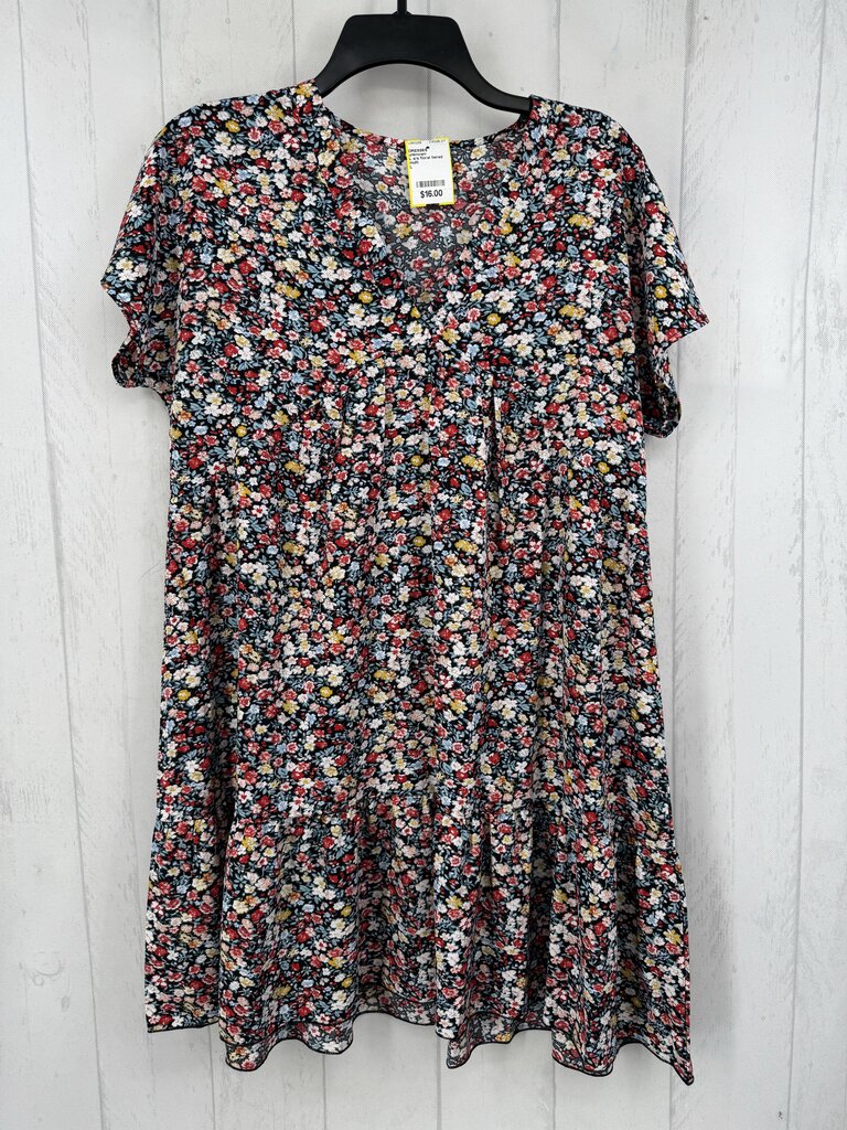 L s/s floral tiered ruffle dress