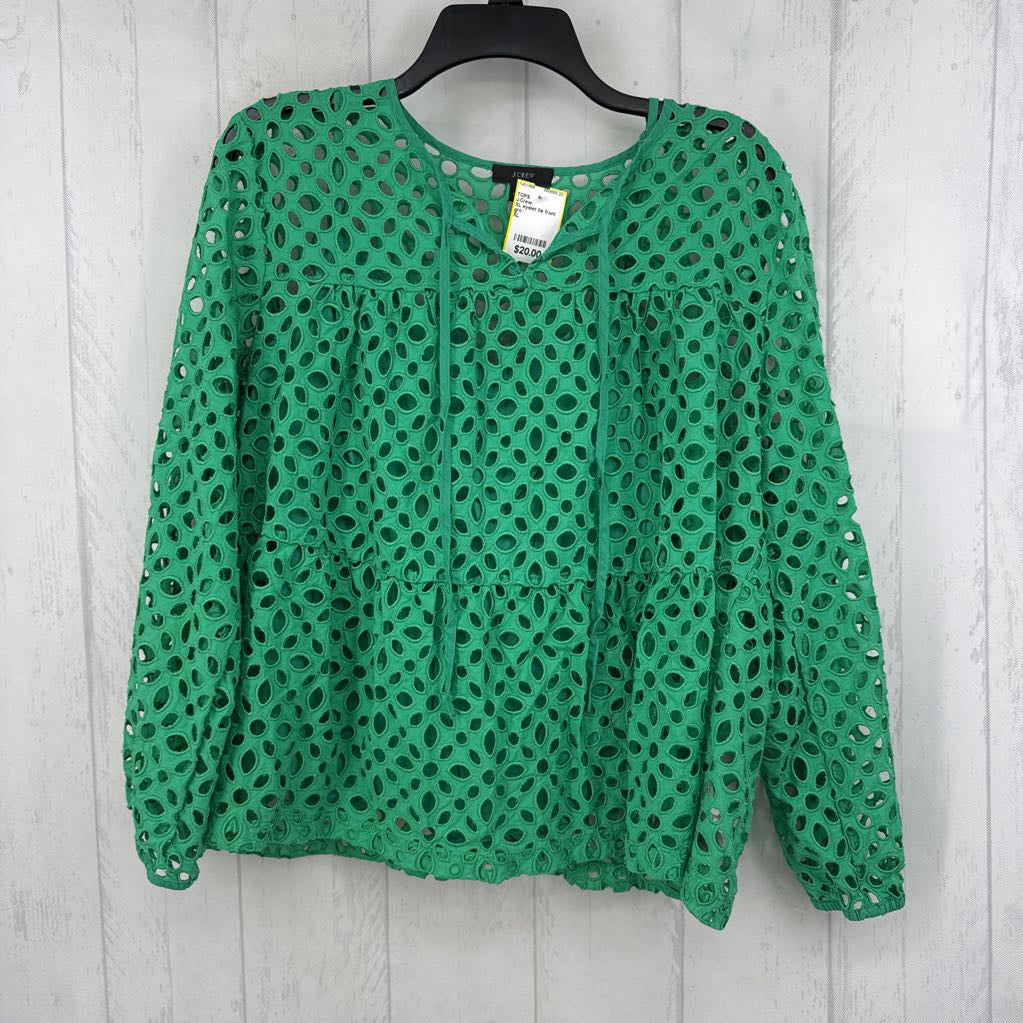 XL eyelet tie front l/s top