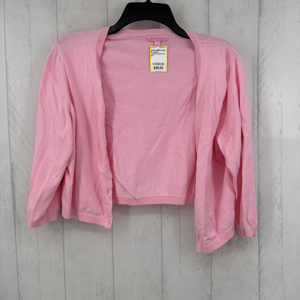 L button down 3/4 slv crop cardi