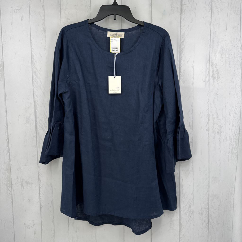 R130 L bell elbow slv linen top