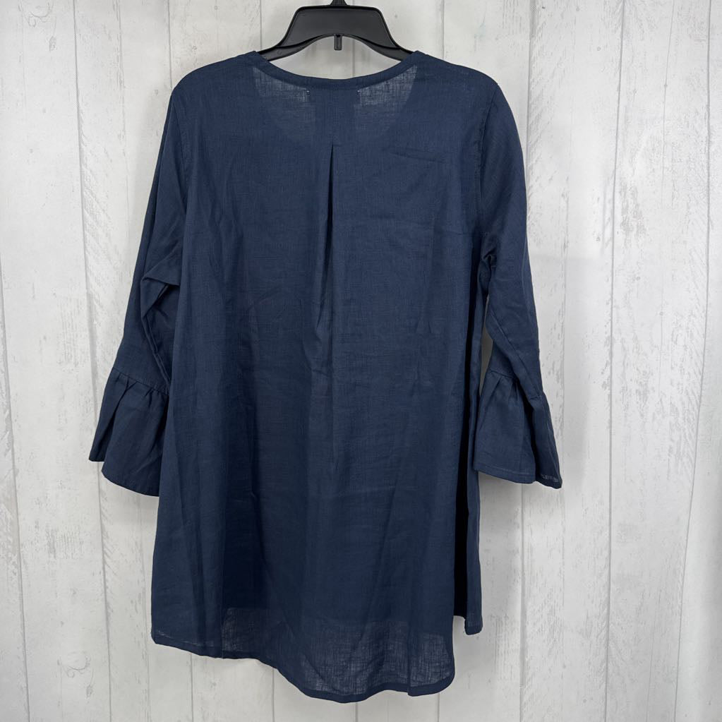 R130 L bell elbow slv linen top