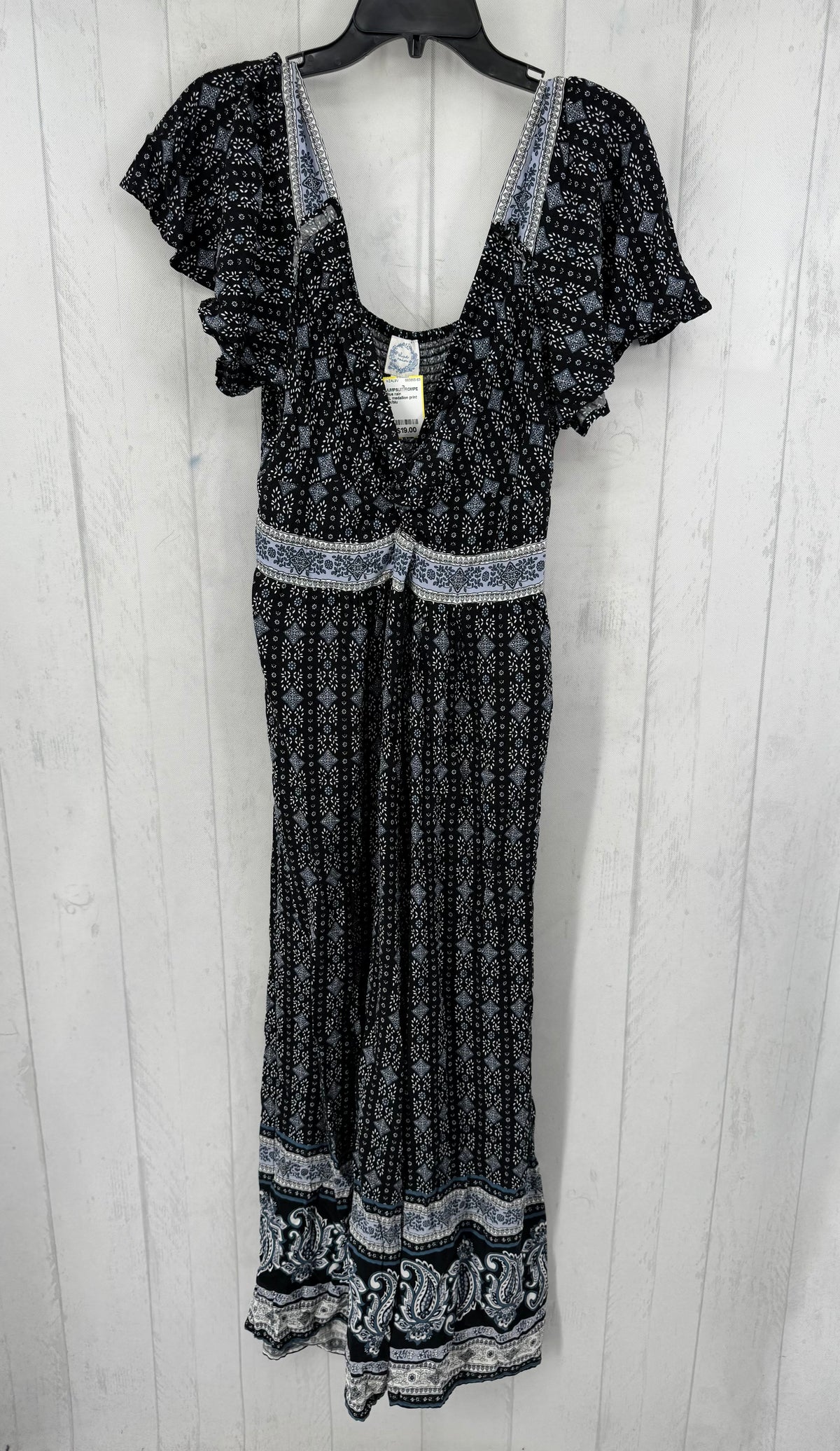 XL medallion print s/s v-neck jumpsuit