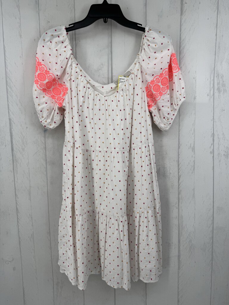 S swiss dot embroidered v-neck s/s dress