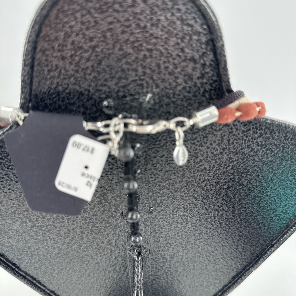 brown & tan lg pendant necklace