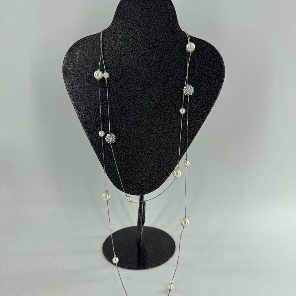 18" pearl & rhinestone layering necklace