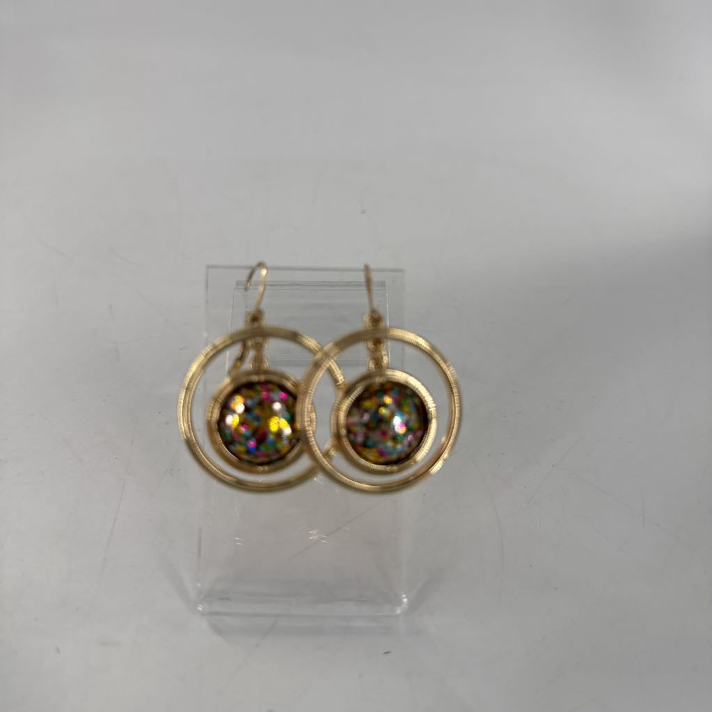 gold tone glitter confetti bracelet & earrings set
