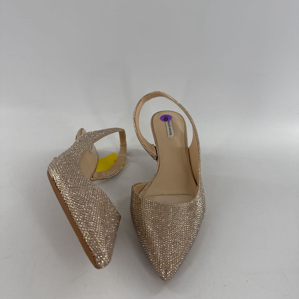 8 gold rhinestone slingback pumps