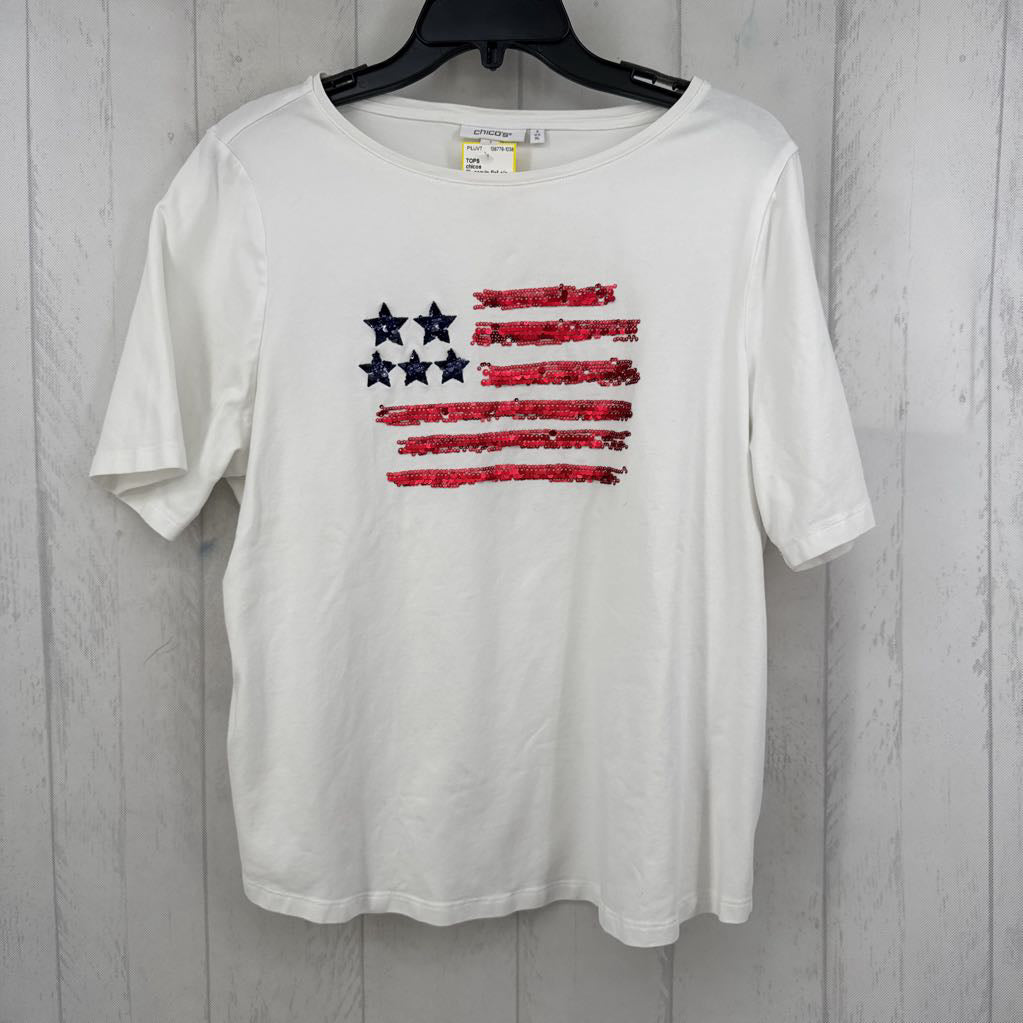 XL sequin flaf s/s tee