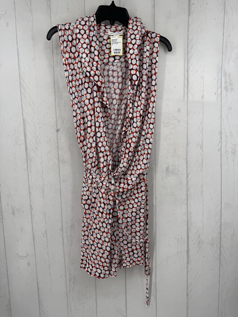 S circles print s/s wrap dress