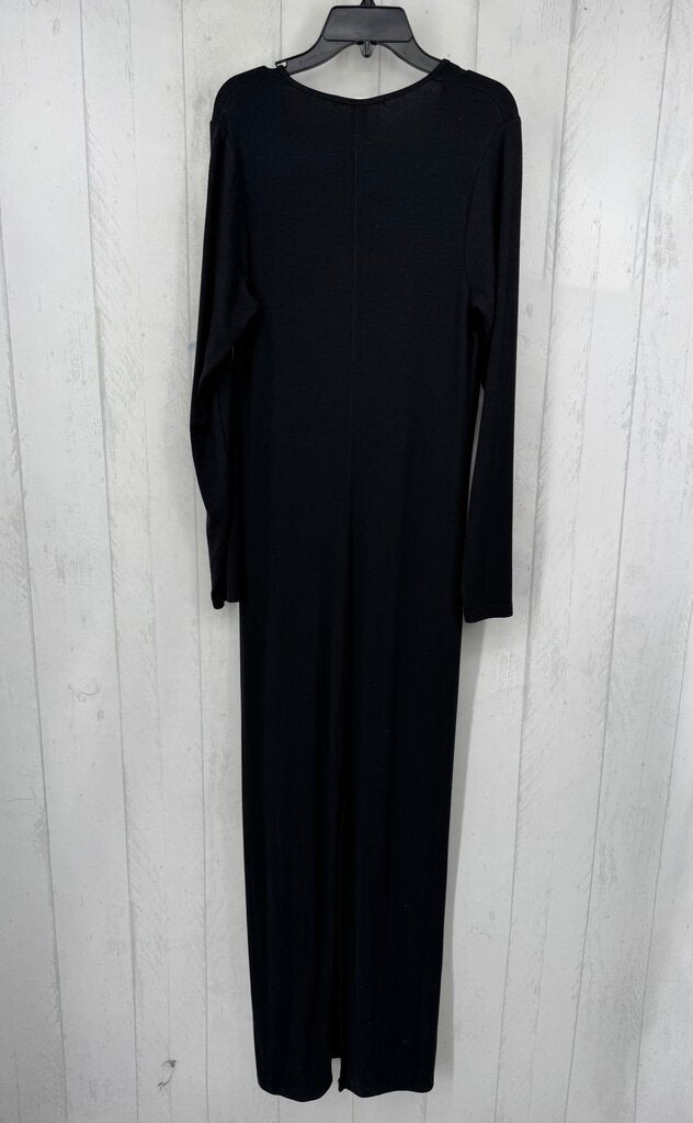 L ribbed v-neck l/s dress