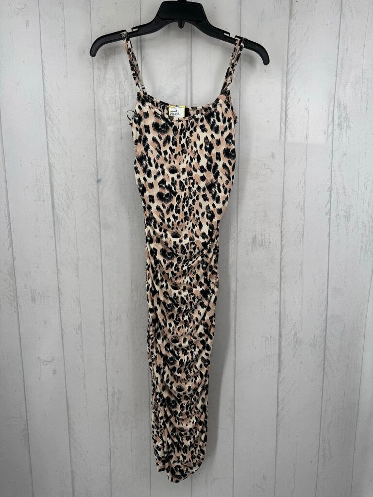 M animal print ruched slvls dress