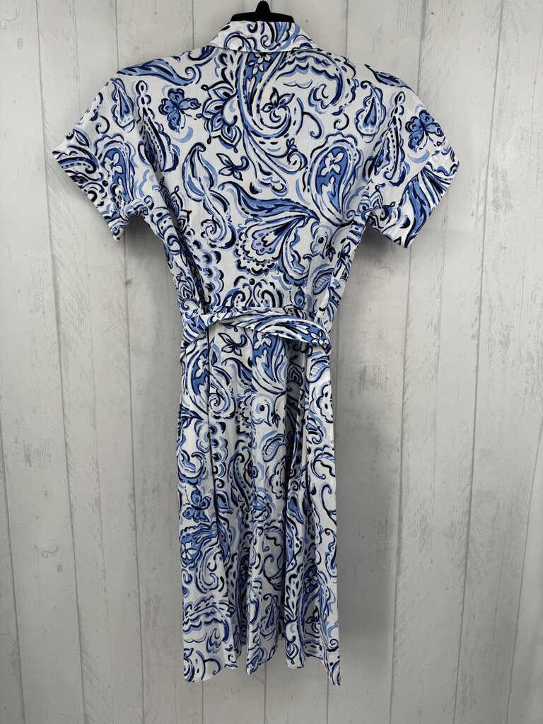 4p paisley print belted button down s/s dress