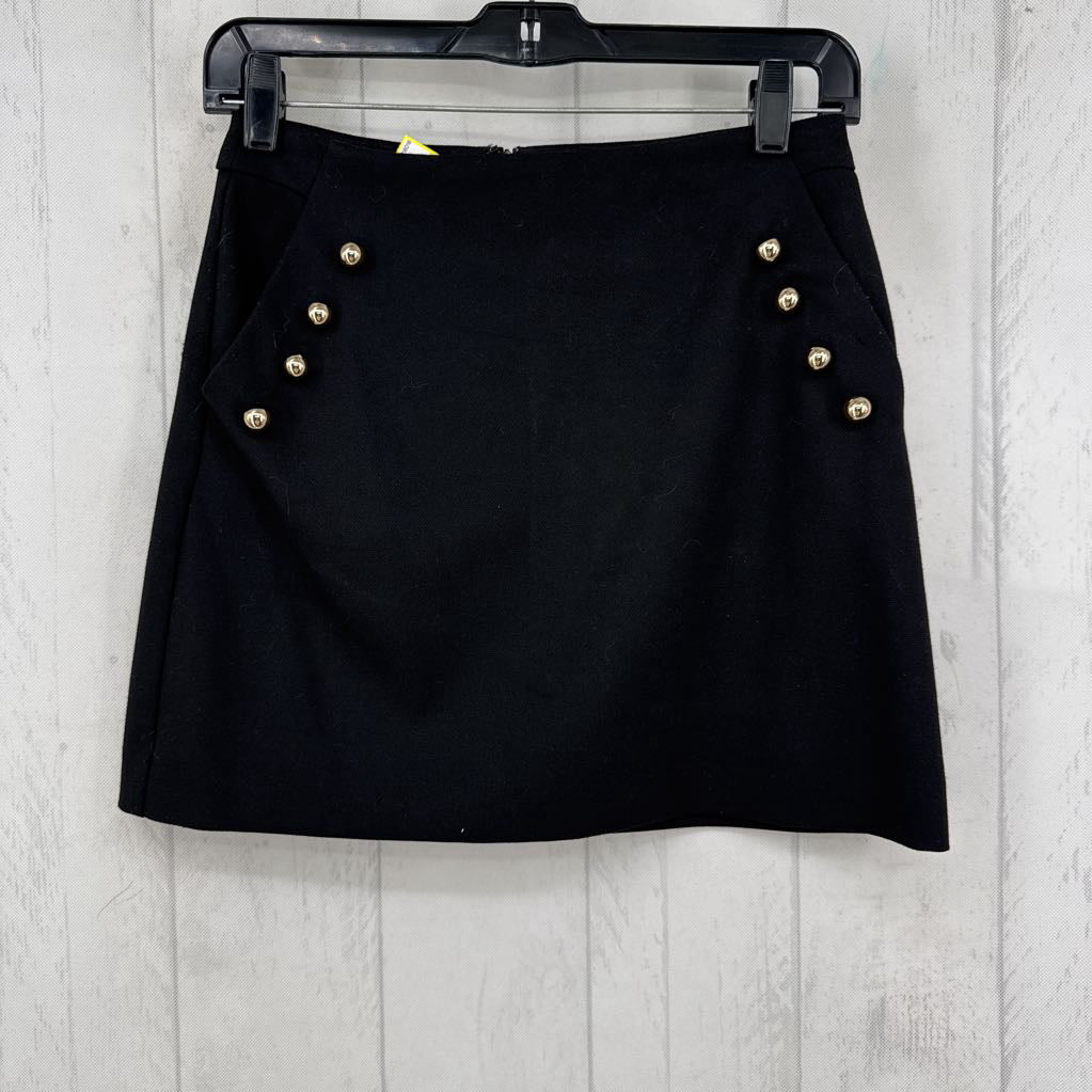 XS gold button detail mini skirt