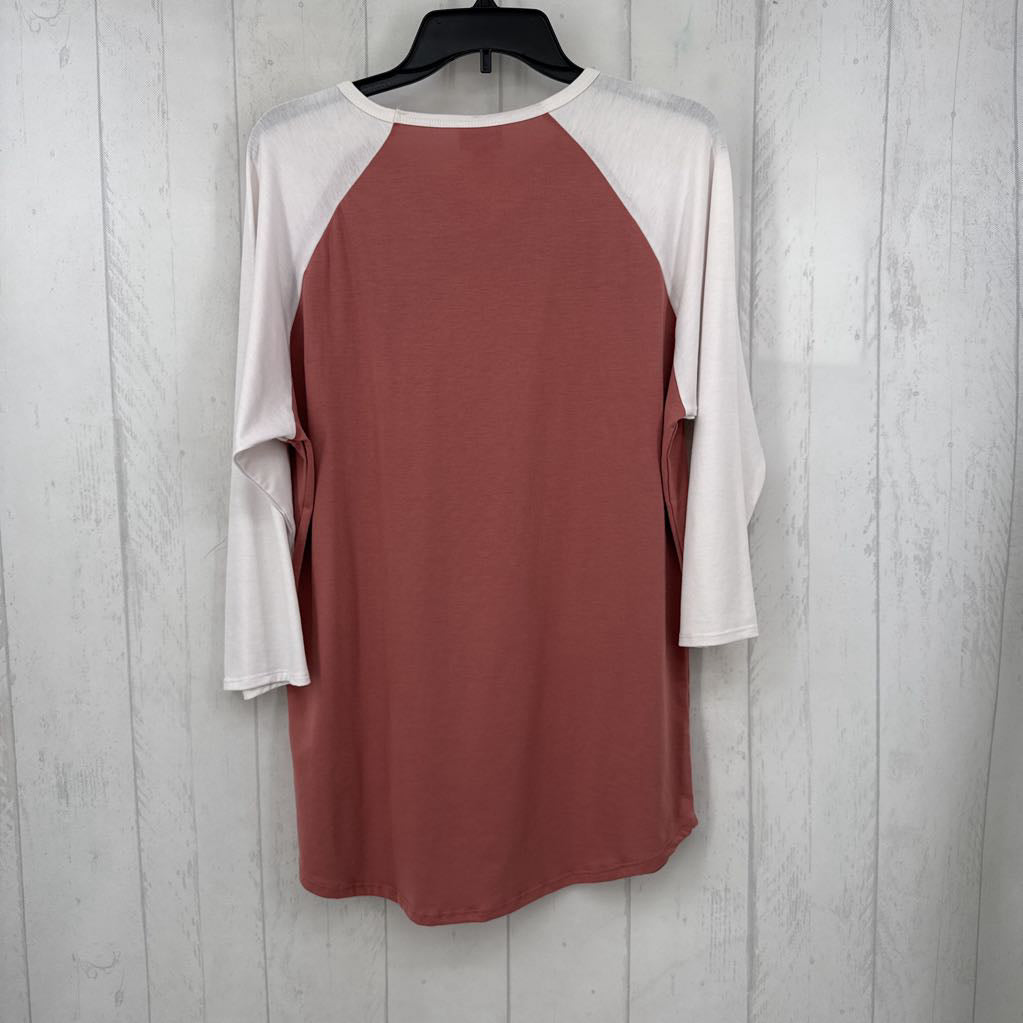 XL colorblock 3/4 slv tee