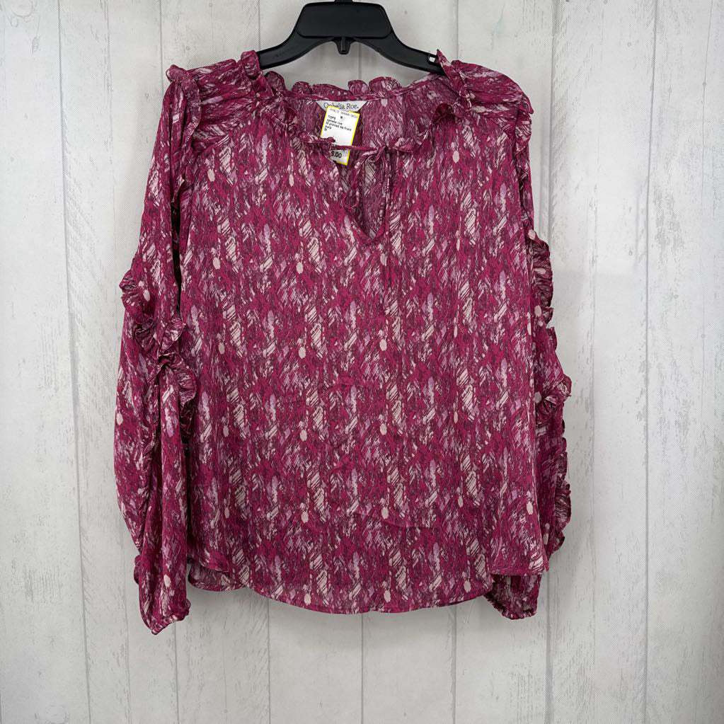 M printed tie-front l/s top