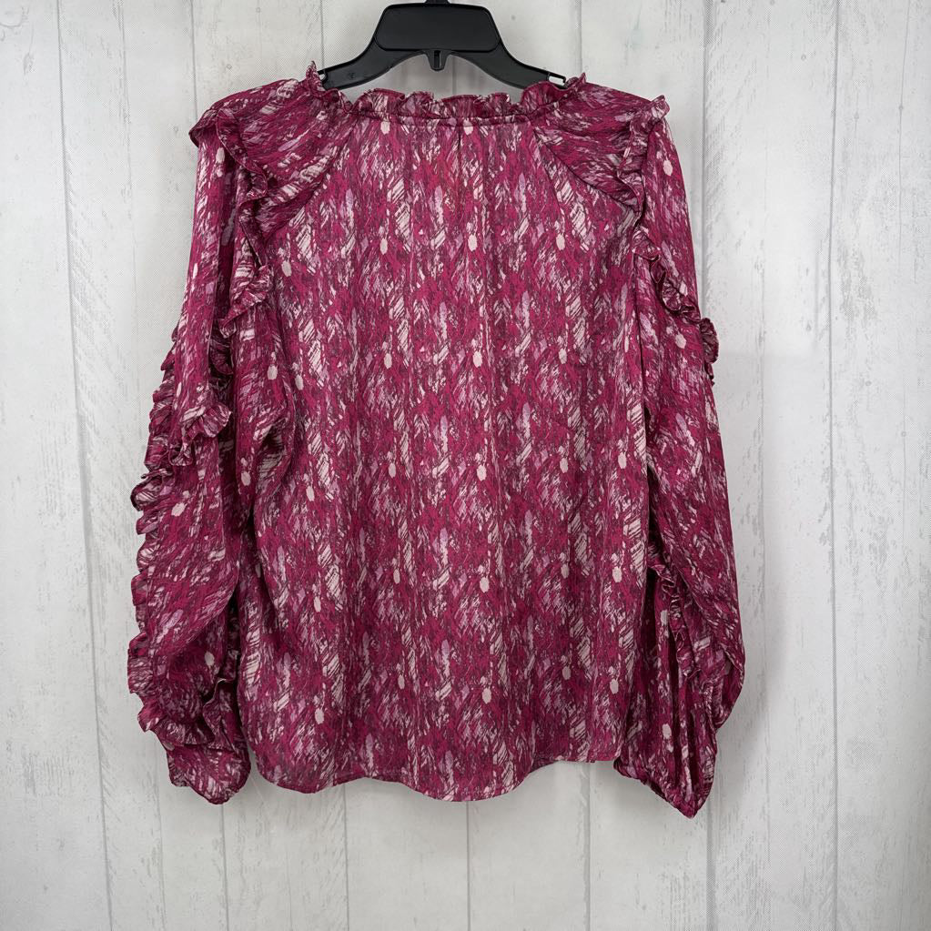 M printed tie-front l/s top