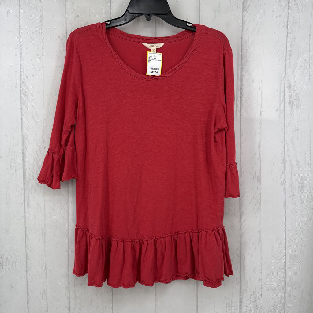 M ruffled hem flare slv tee