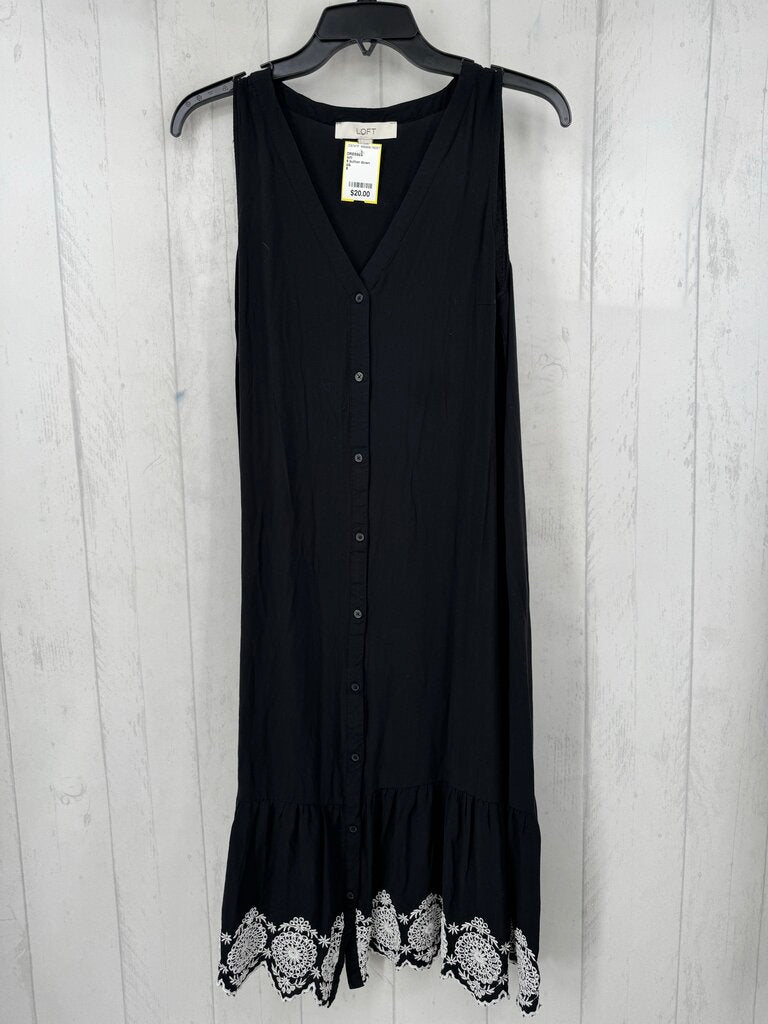 6 button down embroidered hem slvls dress
