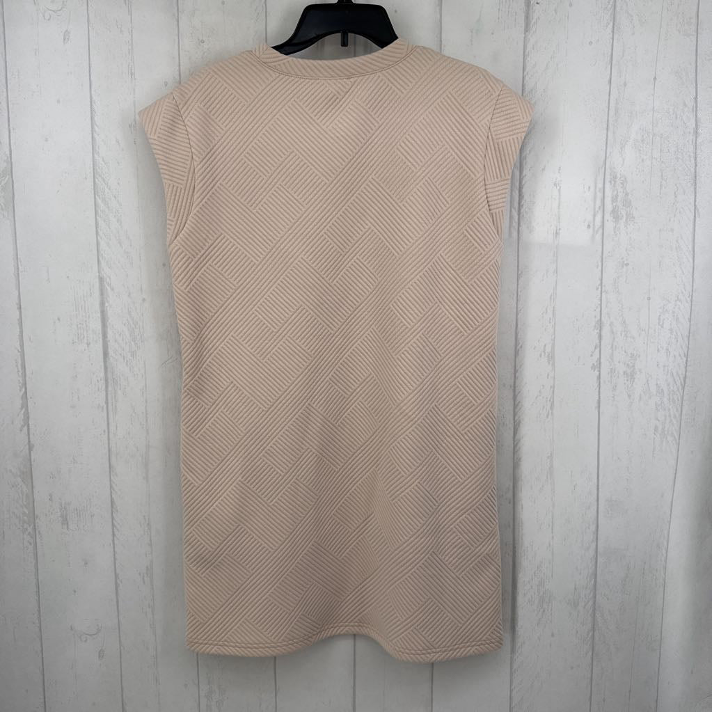 S textured crewneck cap slv dress