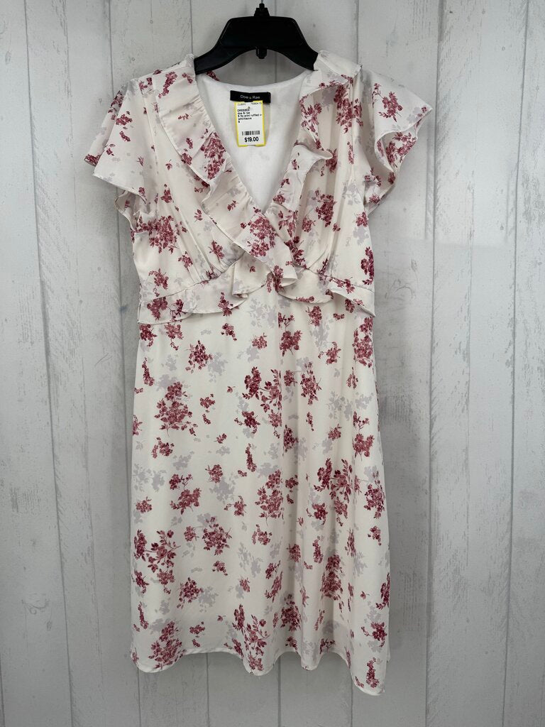 S flo print ruffled v-neck dress