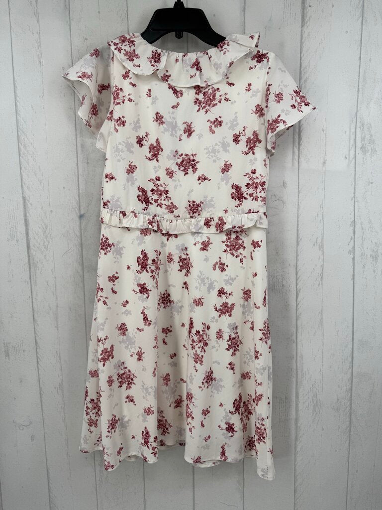 S flo print ruffled v-neck dress