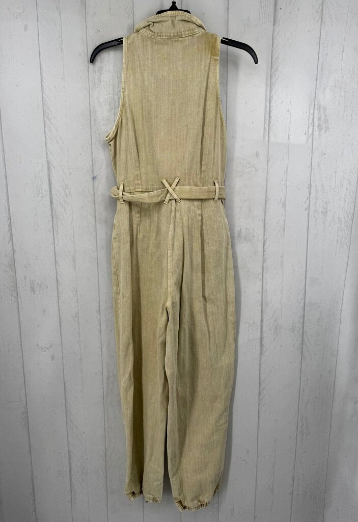S denim belted slvls jumpsuit