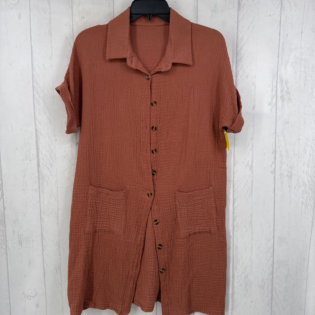 XL gauze button down s/s dress