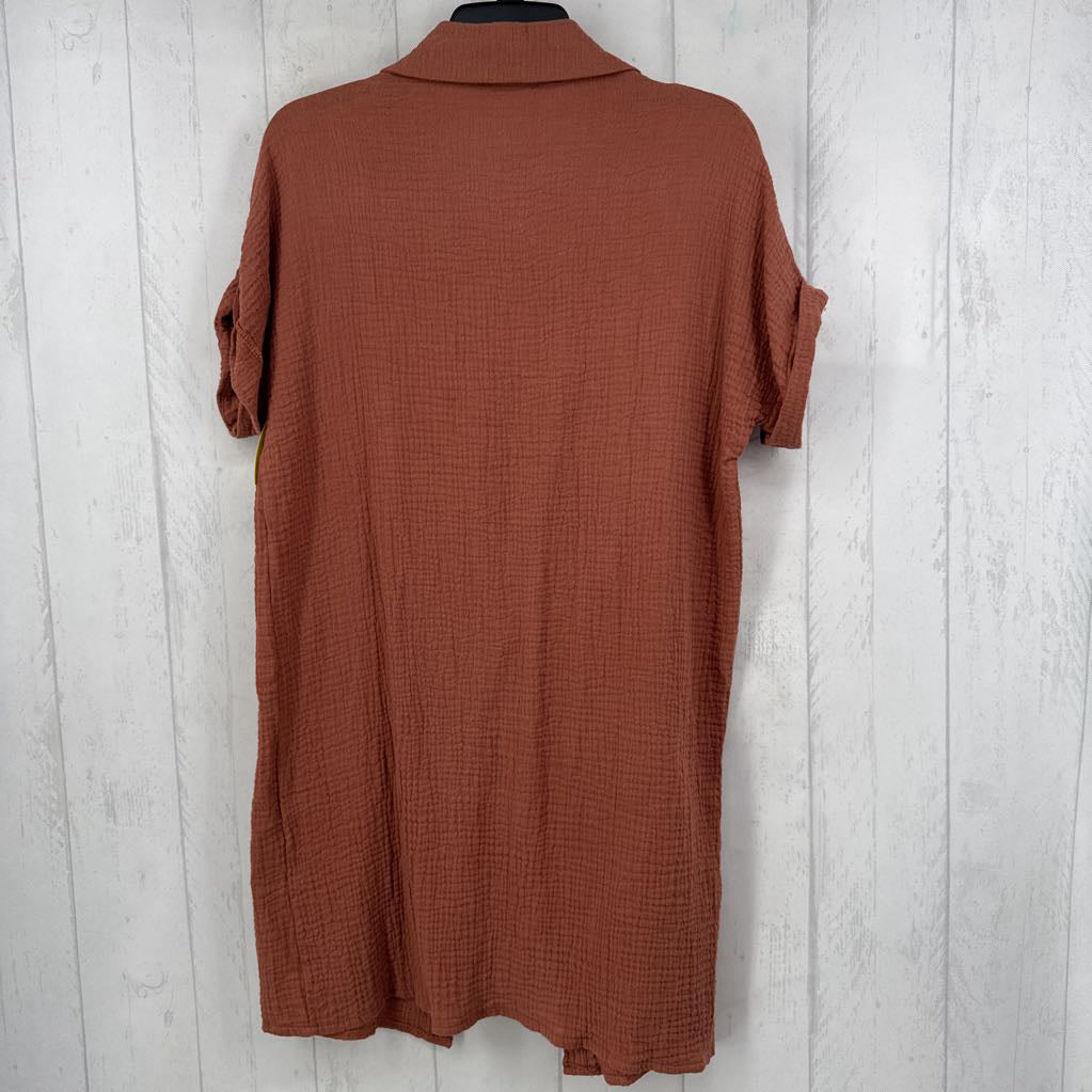 XL gauze button down s/s dress
